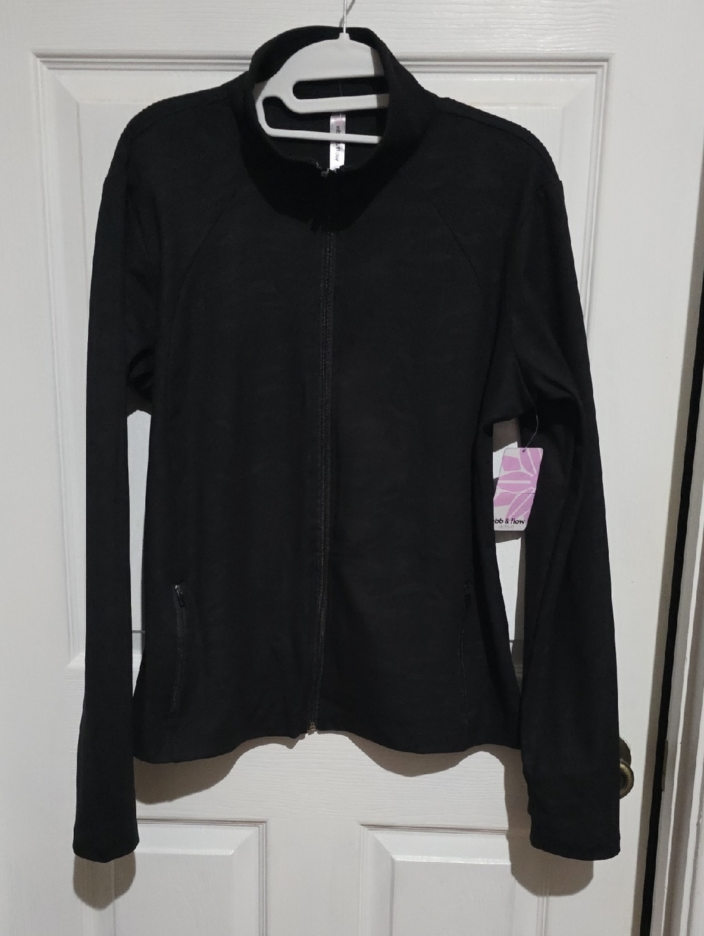 Ebb & Flow Black Full-Zip Lightweight Jacket.